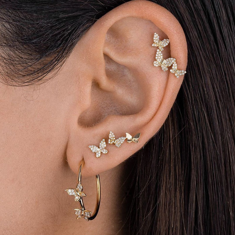 6Pcs/Set Retro Punk Gold Chain Hoop Earring Set for Women Statement Gothic Geometric Earrings 2020 Fashion Street Jewelry