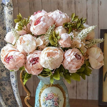 Load image into Gallery viewer, Skhek Bunch European Artificial Peony Flowers Silk Fake Flowers Wedding Party Home Decoration Flower Bouquet Wreath DIY Scrapbooking