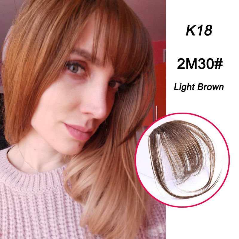 False Synthetic Bangs Hair Extension Fake Fringe Natural Hair Clip on Hairpieces Light Brown HighTemperature Wigs
