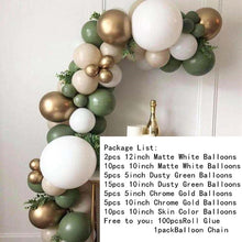 Load image into Gallery viewer, 52pcs Dusty Green Matte White Balloon Garland Chrome Gold Ballon for Wedding Birthday Baby Shower Christmas New Year Party Decor