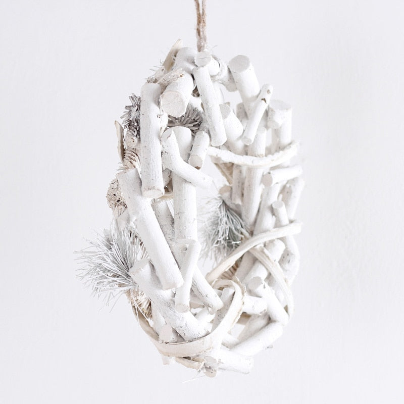 Lovely Home Christmas Decorations Brush White Pine Cones Pine Needles Rattan Branches Christmas Wreaths Hanging Christmas Props
