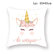 Load image into Gallery viewer, 45x45cm Unicorn Cushion Cover Unicorn Party Decoration DIY Girl Unicorn Brithday Decor Unicorn 1 2 3 Birthday Unicornio