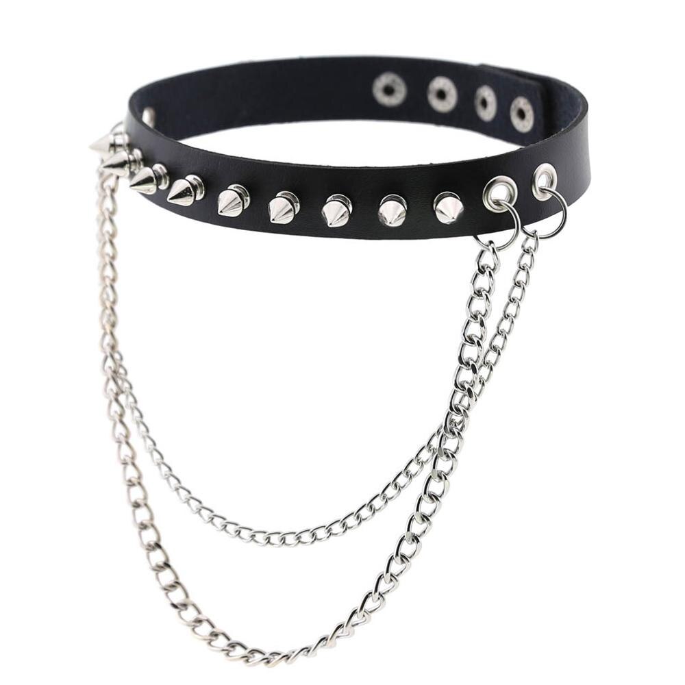 Emo Choker With Spikes Collar Women  Man Leather Necklace Chain Jewelry On The Neck  Punk Chocker Aesthetic Gothic Accessories