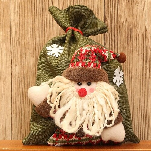 1pcs 20X28cm Santa Claus Candy Bag New Year kids favor gift bag doll Festival party Christmas decoration storage bag  For home