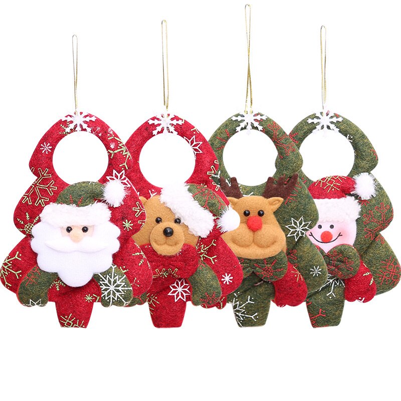 Christmas Gift Christmas Tree Hanging Ornaments Non-Woven Doll Santa Claus Elk Bear Xmas Tree Wall Pendant For Home Decoration New Year 2022