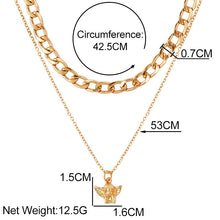 Load image into Gallery viewer, Skhek 2022 New Fashion Angel Pendant Necklace Multilayer Gold Silver Color Metal Chain Necklace Collar Women Punk Hip-Hop Jewelry