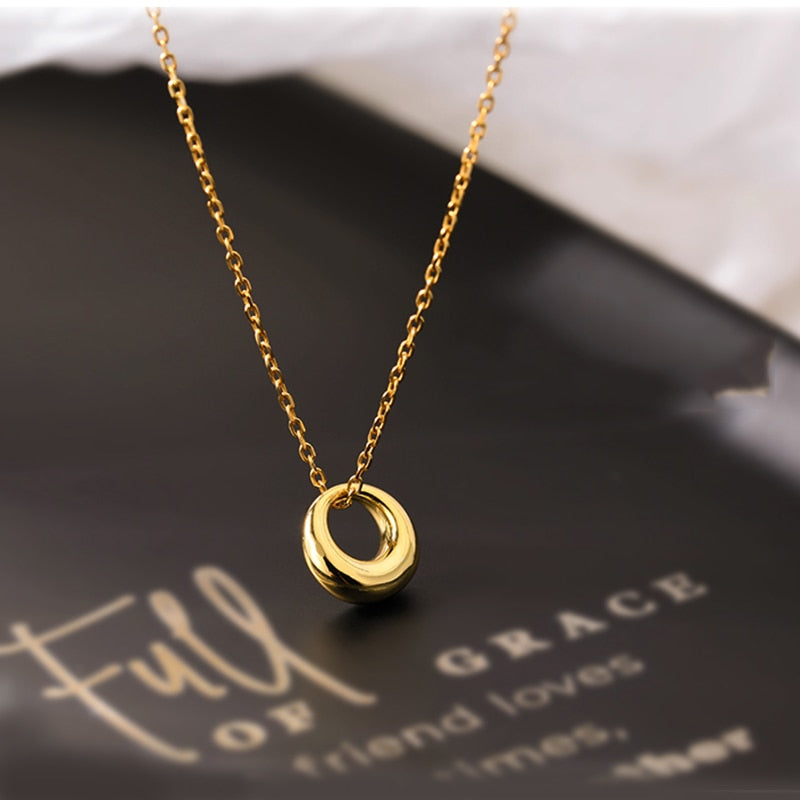925 Sterling Silver Zircon Geometric Circle Clavicle Necklace Pendant Necklace Women Fashion Jewelry Accessories