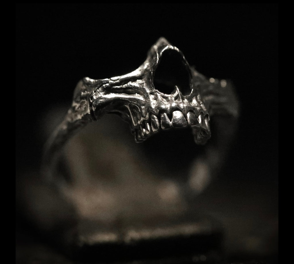 Skhek Gothic Style Mens Black Skull Ring 316L Stainless Steel Ring Skeleton Rings for Men Punk Biker Party Jewelry Gifts