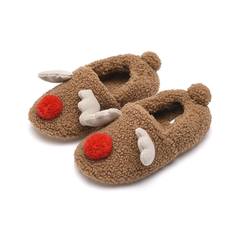 Autumn and Winter Warm Bag with Cotton Shoes Christmas Elk Parent-child Home Indoor Couple Slippers