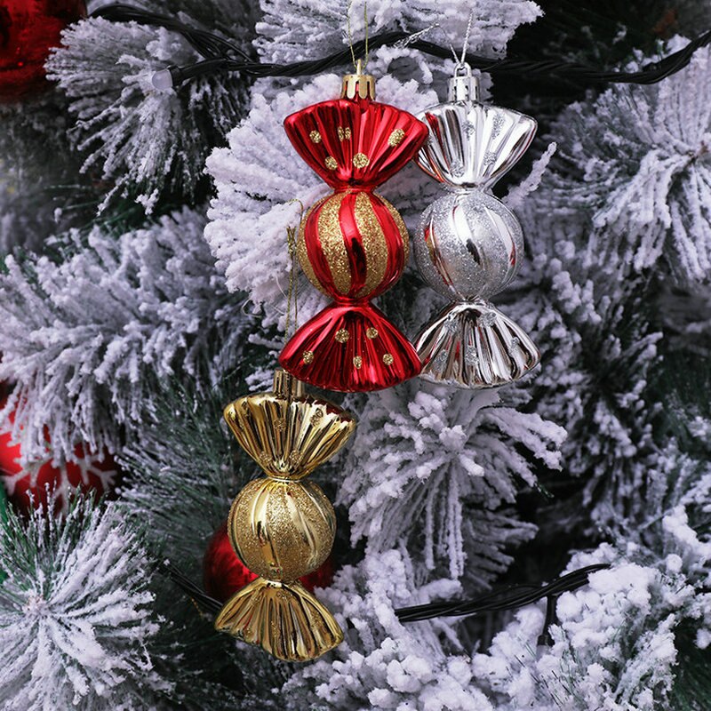 Christmas Gift 5pcs New Year 2022 Christmas Candy Shape Pendant Christmas Tree Ornaments Xmas Decorations for Home Natal Kid Gifts Navidad 2021