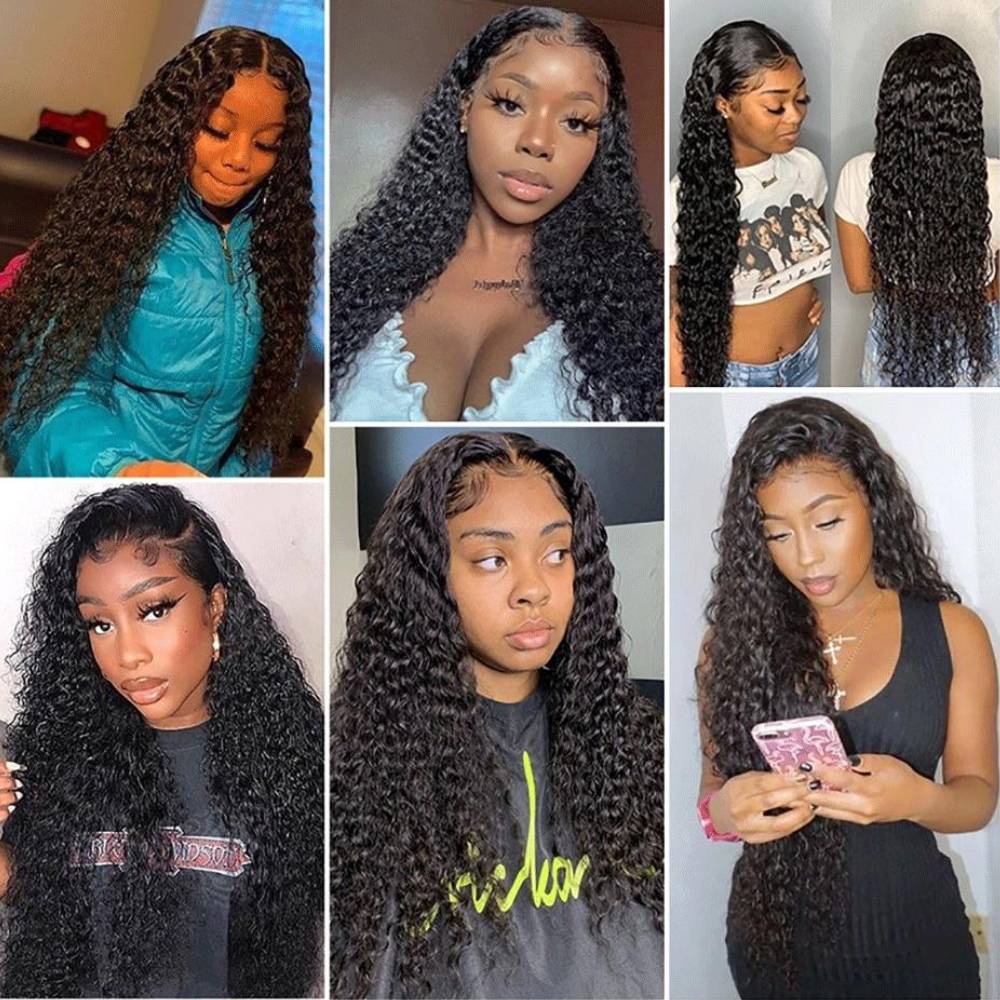 Skhek  13x4 Kinky Curly Lace Front Human Hair Wigs For Black Women Brazilian Transparent Lace Frontal Wig 150%-250% Density KF Beauty U