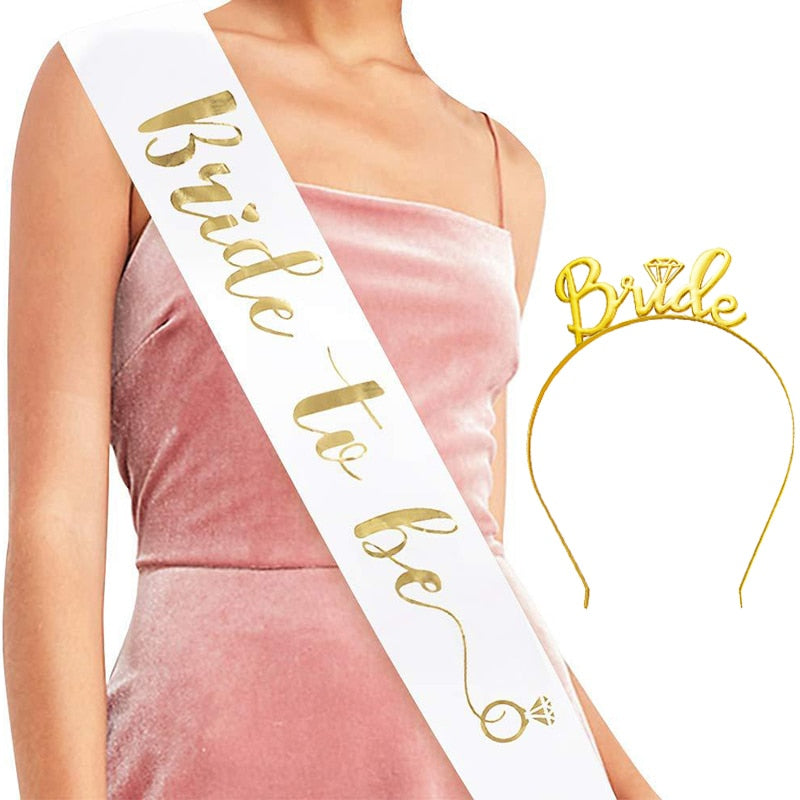 Wedding Decorations Rose Gold Bride to Be Satin Ribbon Sash Bridal Shower Bachelorette Party Girl Hen Party Decoration Supplies