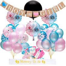 Load image into Gallery viewer, Gender Reveal Party Supplies Baby Party Decoration BOY OR GIRL Flag Pulling Confetti Balloons Photo Props