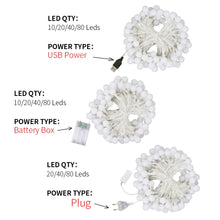 Load image into Gallery viewer, USB/Battery Power LED Ball Garland Lights Fairy String Waterproof Outdoor Lamp Christmas Holiday Wedding Party Lights Decoration