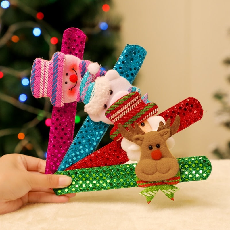 Sequins Clap Circle Snowman Elk Bear Santa Claus Style Children Creative Toys Bracelet Decorations Ornaments Christmas Gifts
