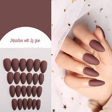 Load image into Gallery viewer, SKHEK 24Pcs Full Cover Press On Pointed Head Scrub Fresh Temperament Orange False Nails Matte Wearable Stiletto Fake Nails With Glue