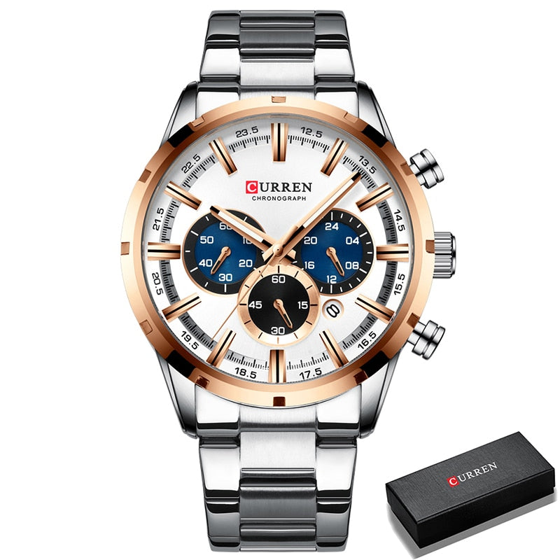 CURREN Men Watch Top Brand Luxury Sports Quartz Mens Watches Full Steel Waterproof Chronograph Wristwatch Men Relogio Masculino