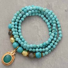 Load image into Gallery viewer, Skhek Romantic Pendant Necklaces Women Exquisite Turquoises Beads Beaded Strand Necklace Elastic Yoga Bracelets Bohemia Jewelry