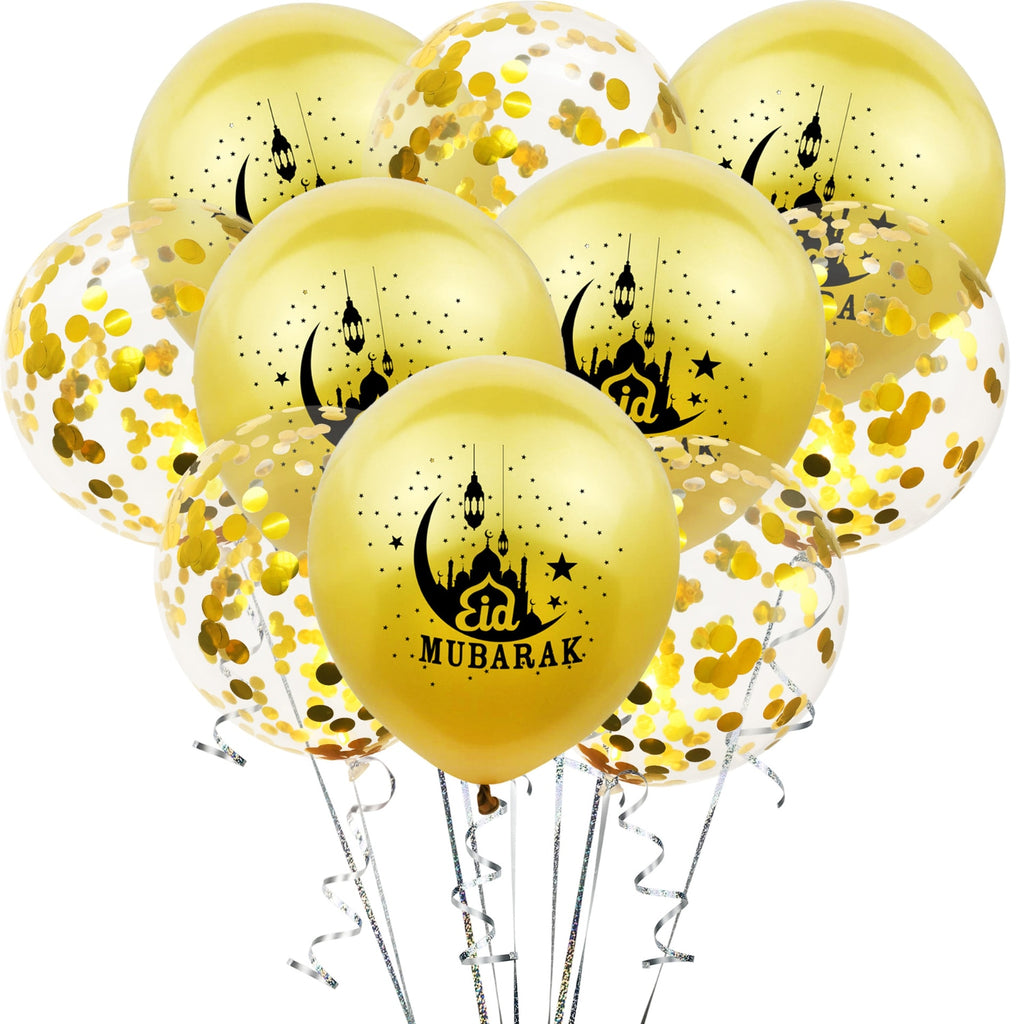 Happy Eid Ramadan New Year Islamic Muslim Festival Decoration Ramadan Supplies Eid Mubarak Decor Latex Balloons And Paper Banner