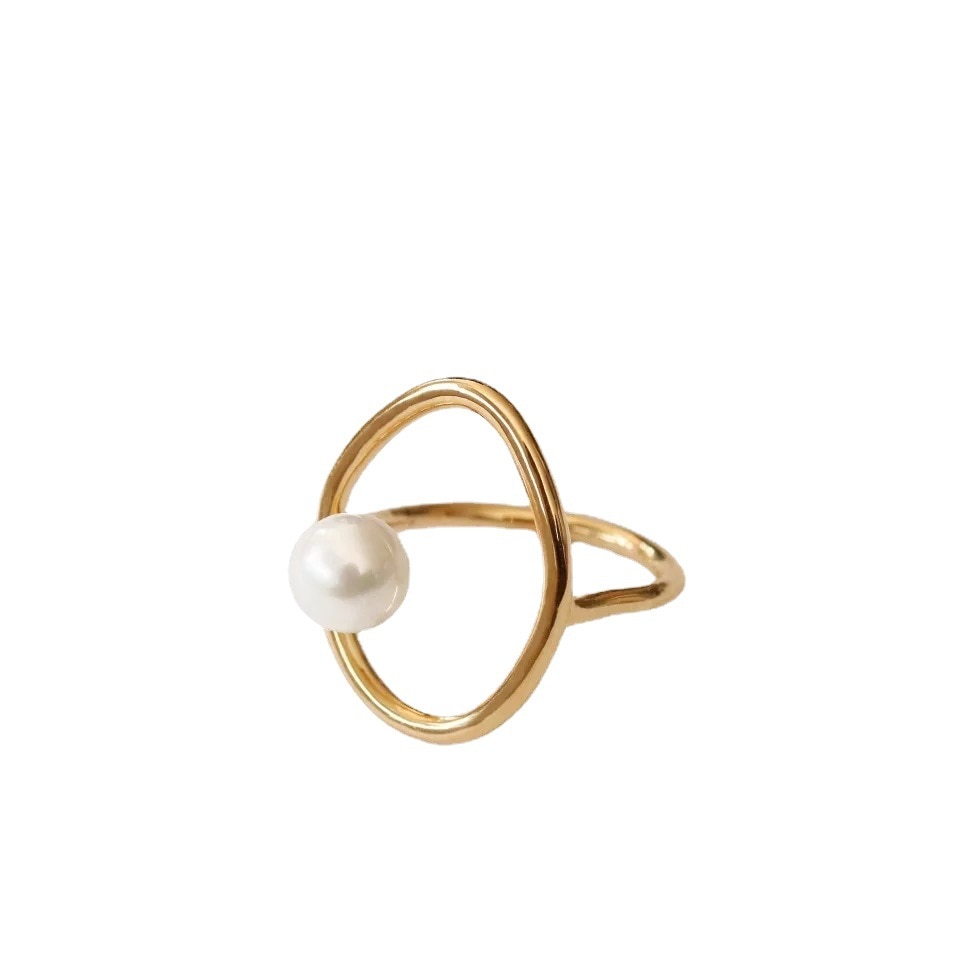Luxury Retro Temperament Personality Design Sense Pearl Index Finger Ring Woman Jewelry Anniversary Gift Accessories