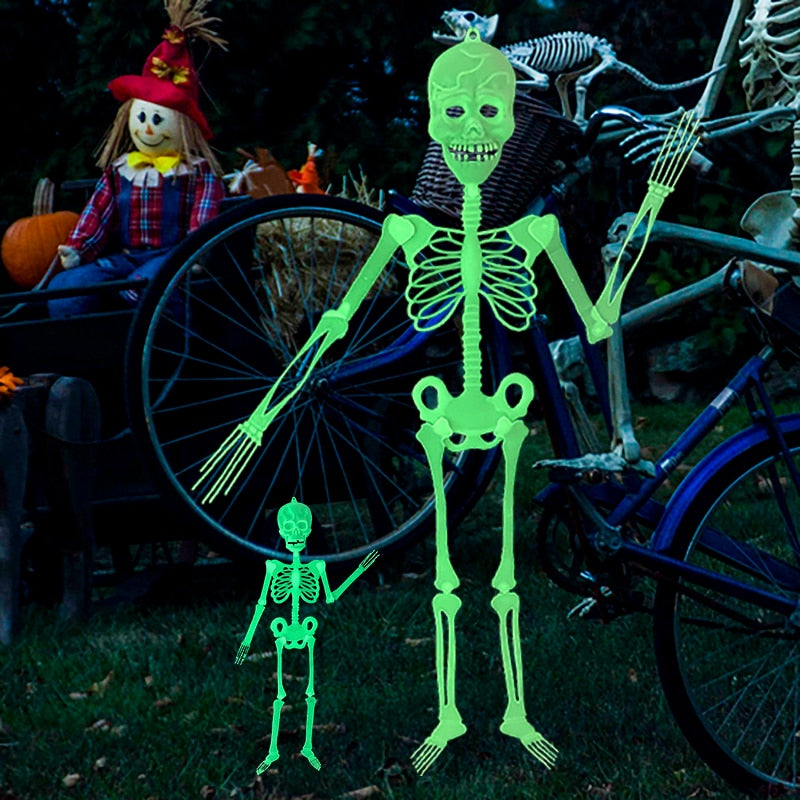 SKHEK Luminous Halloween Skeleton Lighted Up Ghost Halloween Outdoor Yard Door Decor Hang Human Body Skeleton Decorations