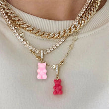 Load image into Gallery viewer, Skhek Trendy Candy Color Gummy Mini Bear Rhinestone Chain Necklace For Women Cute Judy Cartoon Bear Choker Necklace Party Jewelry Gift