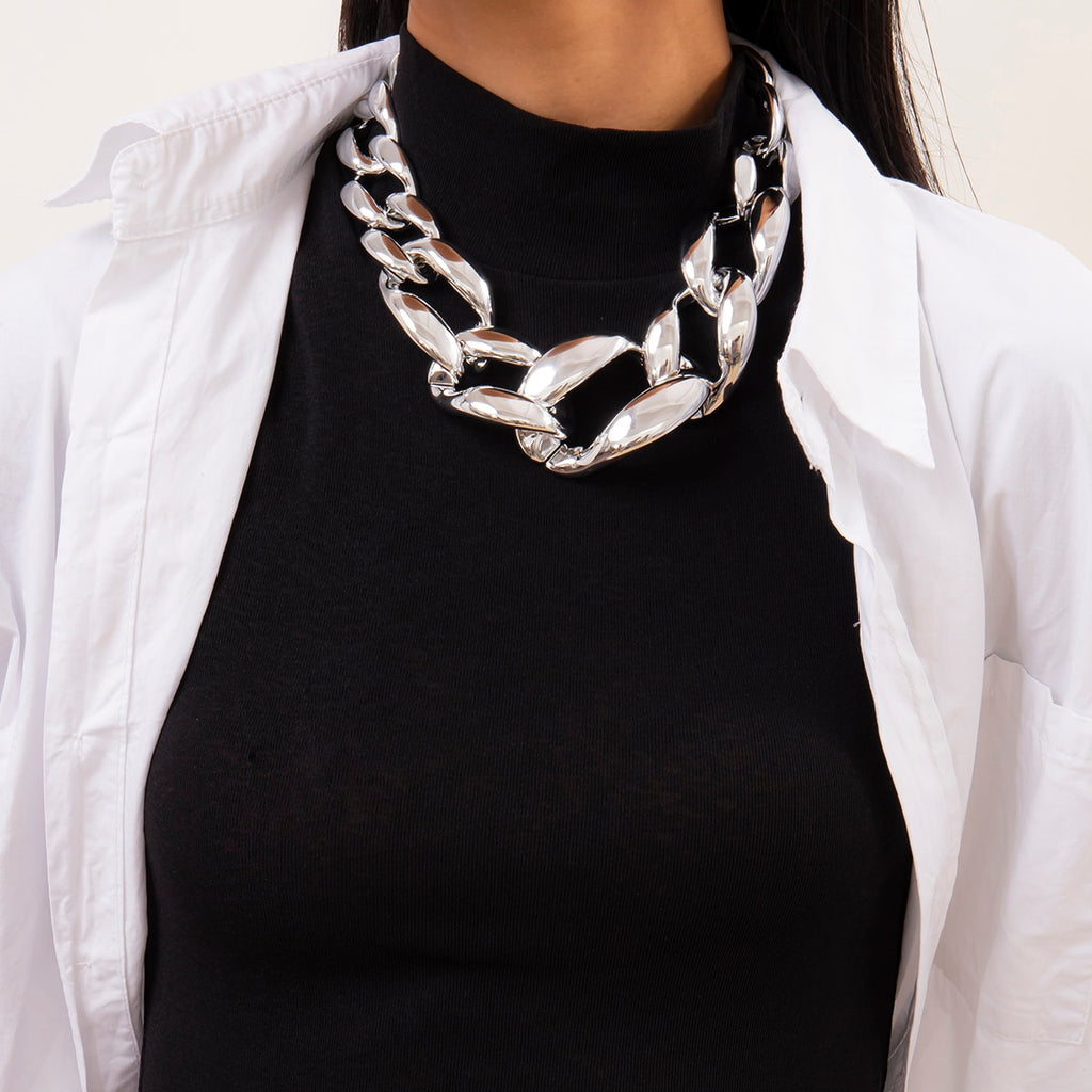 SHIXIN CCB Material Exaggerated Big Choker Necklace Collar for Women Hiphop Chunky Chain Necklace on the Neck 2021 Egirl Jewelry