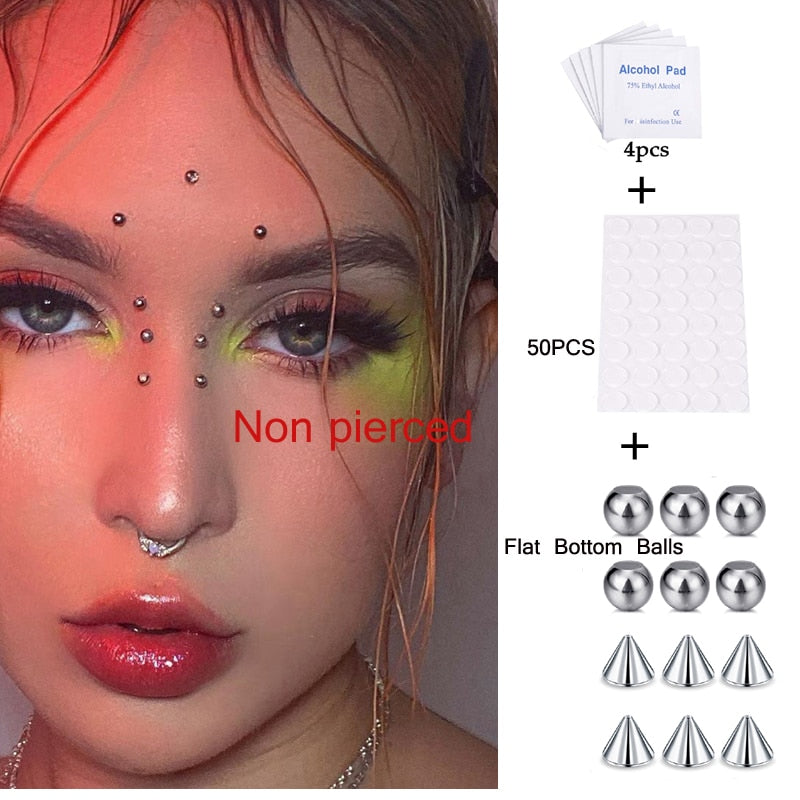 New Arrival Fake Lip Ring Stud Fake Nose Ring Eyebow Ring Dimple Sticker Fake Piercing Body Jewelry Punk Smiley Piercing