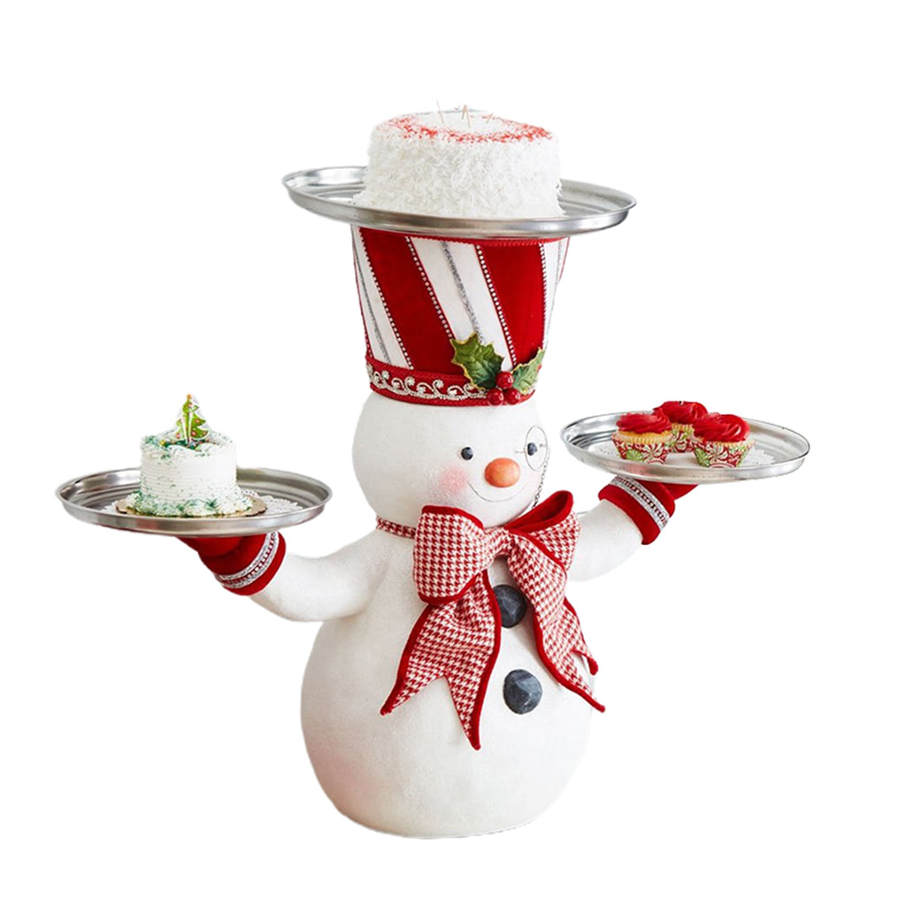 Christmas Santa Snowman Snack Plate Resin Treats Holder Christmas Decoration for Home Table Santa Snack Plate Snowman Snack Tray