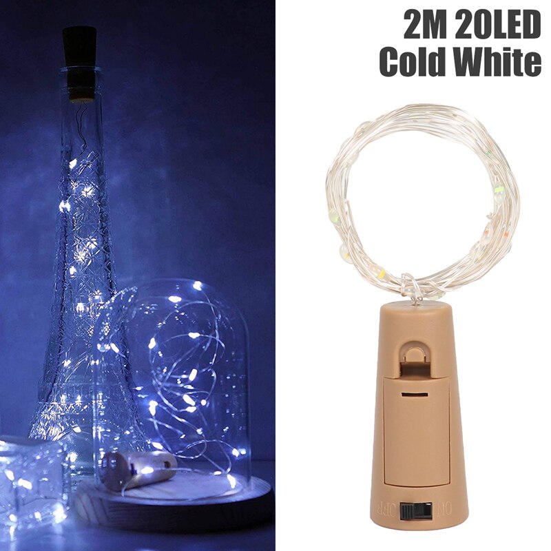 Christmas Gift Battery Powered Garland Wine Bottle Lights WIth Cork 2M 20LED Copper Wire Colorful Fairy Lights String For Party Wedding Decor