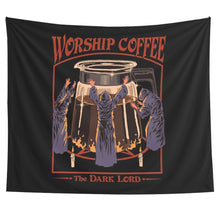 Load image into Gallery viewer, Black Tapestry Dorm Room Decor Tarot Worship Coffee Tapestry Art Bohemian Wall Hanging Bohemian Boho Blanket Psychedelic Decor