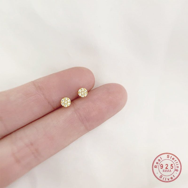 Christmas Gift HI MAN 925 Sterling Silver Real Gold Plating 14K Gold Japanese Crystal Stud Earrings Women Small Cute Birthday Jewelry