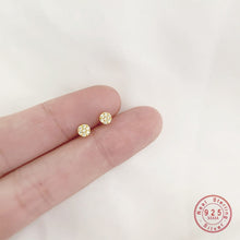 Load image into Gallery viewer, Christmas Gift HI MAN 925 Sterling Silver Real Gold Plating 14K Gold Japanese Crystal Stud Earrings Women Small Cute Birthday Jewelry