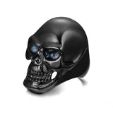 Skhek Retro Gothic Punk Stainless Steel Men Rings Trendy Black Skull Rings For Men Jewelry Halloween Accessories