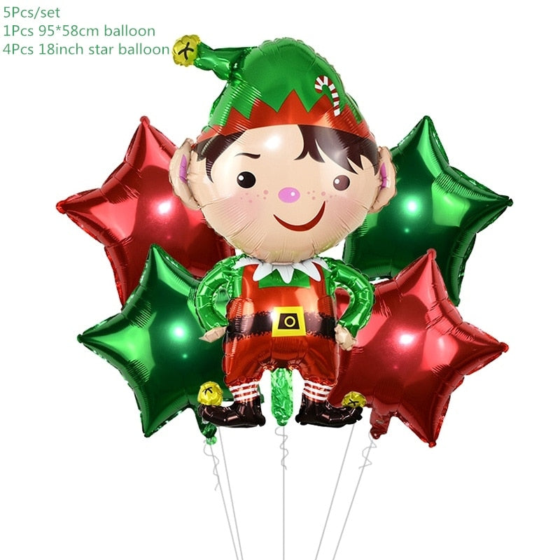 5Pcs/set Cartoon Santa Claus Snowman Foil Balloons Christmas Party Decorations Party Balloons Inflatable Helium Balloon Kids Toy