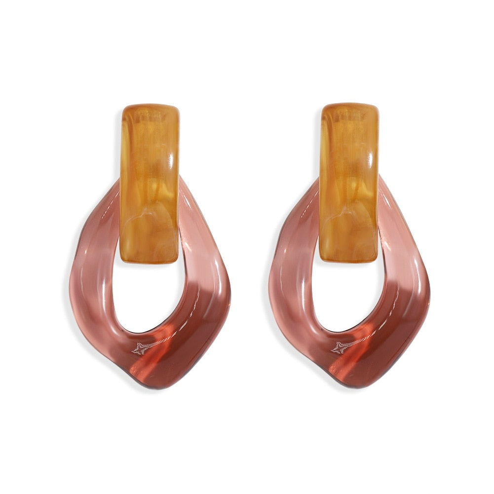 SKHEK 2022 Colorful Transparent Clear Resin Acrylic Water Drop Earrings Geometric Hollow Drop Earrings For Women Girls Jewelry