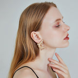 SKHEK 2022 Punk Long Crocodile Snake Earrings For Women Jewelry European Gold Color Ear Stud Womens Stud Earings Gift