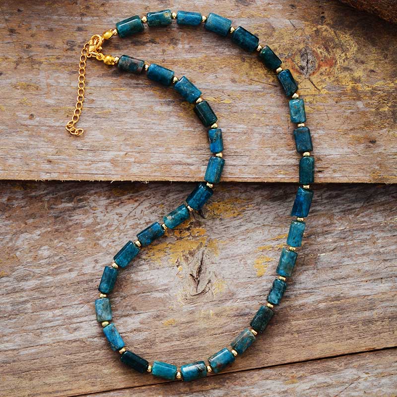 Skhek Back to School High End Natural Stones Apatite Lariat Chokers Necklace Women Exquisite Beaded Simple Layers Necklace Teengirl OL Jewelry Gifts