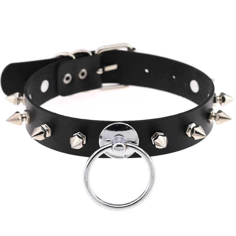 Emo Choker With Spikes Collar Women  Man Leather Necklace Chain Jewelry On The Neck  Punk Chocker Aesthetic Gothic Accessories