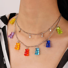 Load image into Gallery viewer, Gummy Mini Bear Necklace Candy Color for Women Christmas Gift New Collare Silver Color Sequins Pendants Necklaces Party Jewelry