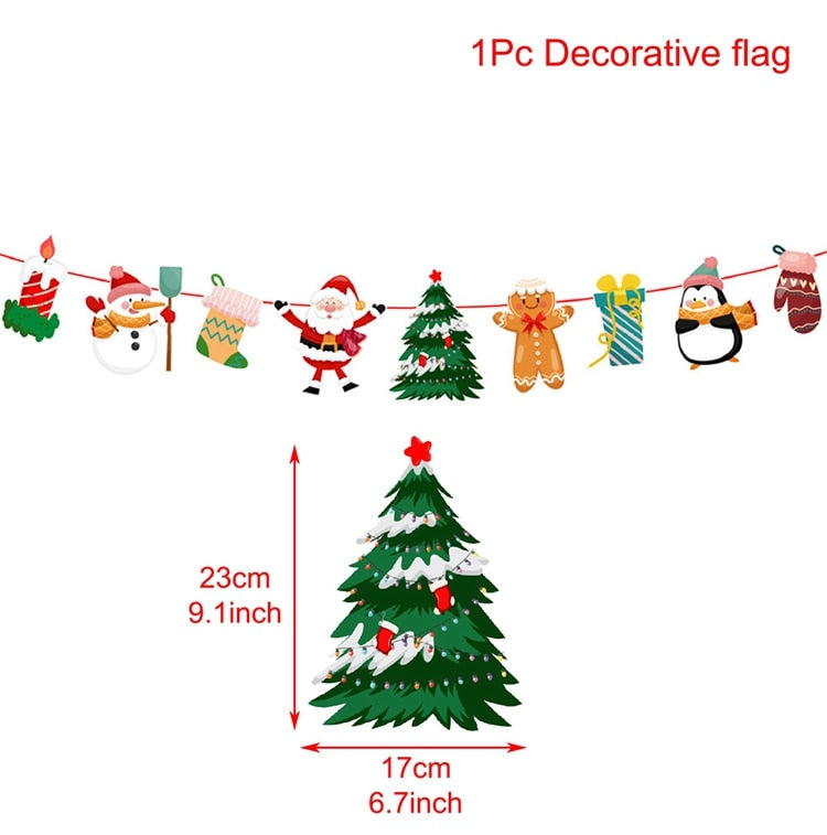 Christmas Gift PATIMATE Christmas Flag Banner Christmas Decorations For Home Christmas Hanging Drop Ornaments 2021 Xmas Decor New Year 2022
