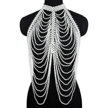 Load image into Gallery viewer, Skhek Pearl Necklaces Shawl Women Punk Style Beaded Collar Shoulder Long Chain Necklaces Sweater Chain Sexy Wedding Dress Body Jewelry