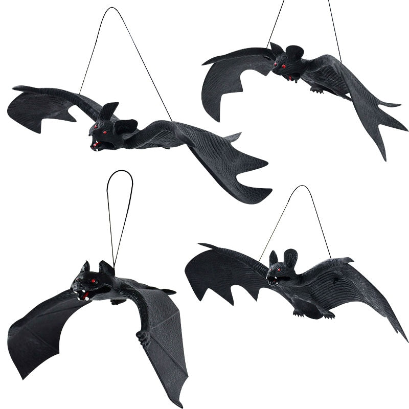 SKHEK Halloween 1Pc Lifelike Fake Bat Halloween Hanging Decoration Haunted House Horror Props Halloween Party DIY Ornament Soft Bat Kids Toy