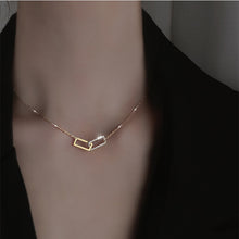 Load image into Gallery viewer, 925 Strling Silver Double Square Shape Necklace Shine Diamond Pendant Necklace for Women Fashion Jewelry Cute Accessories