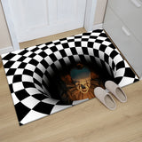 SKHEK 3D Sewer Manhole Cover Horror Home Carpet Clown Trap Visual Carpet Living Room Floor Mat 40*60CM Halloween Decoration For Home