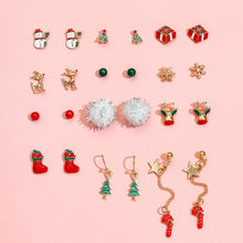 Load image into Gallery viewer, Christmas Gift New 12 Pairs Christmas Earrings Set Elk Tree Cartoon Bell Santa Claus Stud Earrings Jewelry New Year Gifts Pendientes Earring