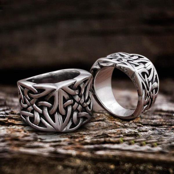 Skhek Punk Rock Freeshipping Lucky Knot Stainless Steel Viking Ring Retro Norse Amulet Jewelry Gift For Man OSR630