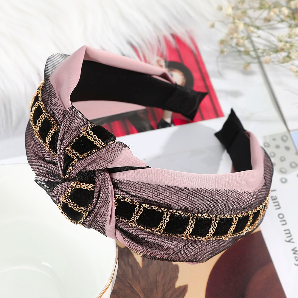 Women Hairbands Knotted Headbands Crystal Rhinestone Wide Hair Bands  Girls Vintage Twisted Tie Headwear for Hair Accessories