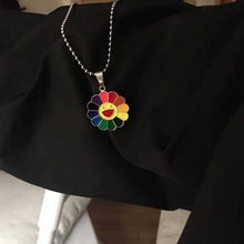 Load image into Gallery viewer, SKHEK Kpop E-Girl Harajuku Stainless Steel Necklace Sun Flower Sunflower Colorful Petals Smiley Can Be Rotated Pendant Necklace