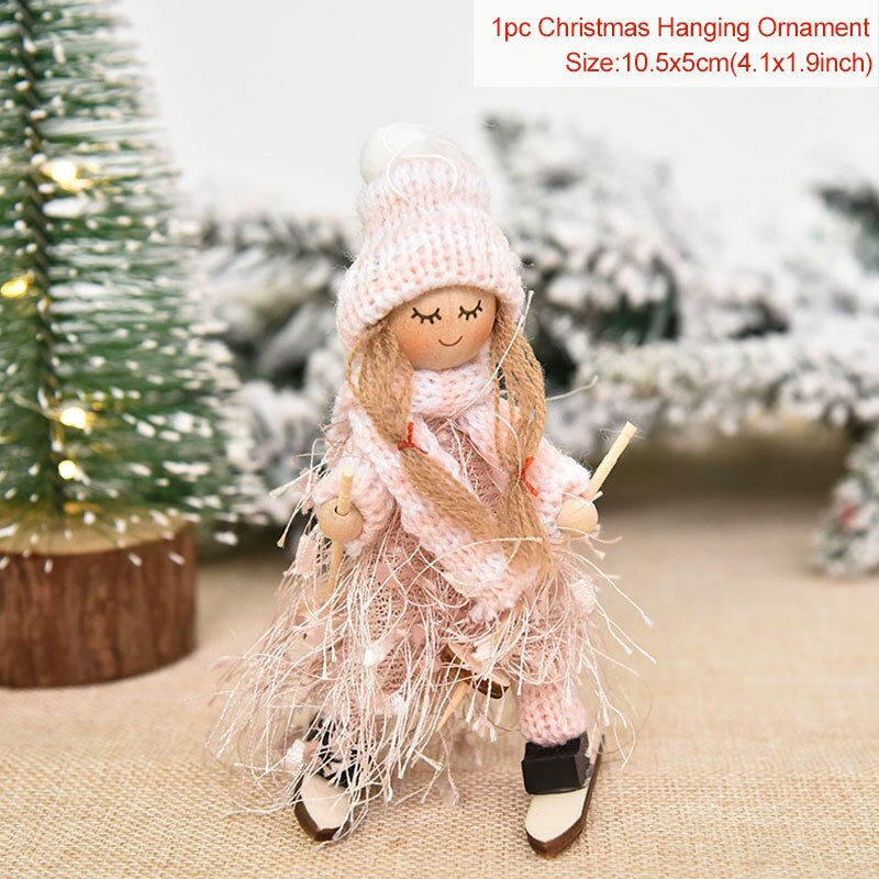 New Year 2022 Christmas Elf Doll Ornaments Xmas Tree Hanging Pendant Navidad 2021 Santa Kids Gift Christmas Home Decoration